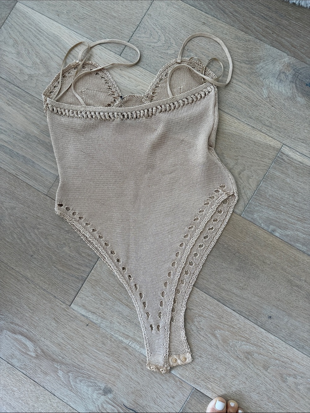 Mango Beige Knit Lace-Trim Top - Picture 4 of 4